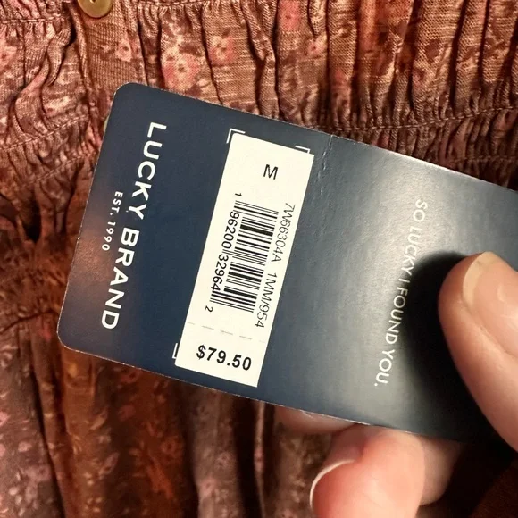 Lucky Brand new boho style Floral brown and Mauve Top - Picture 4 of 16